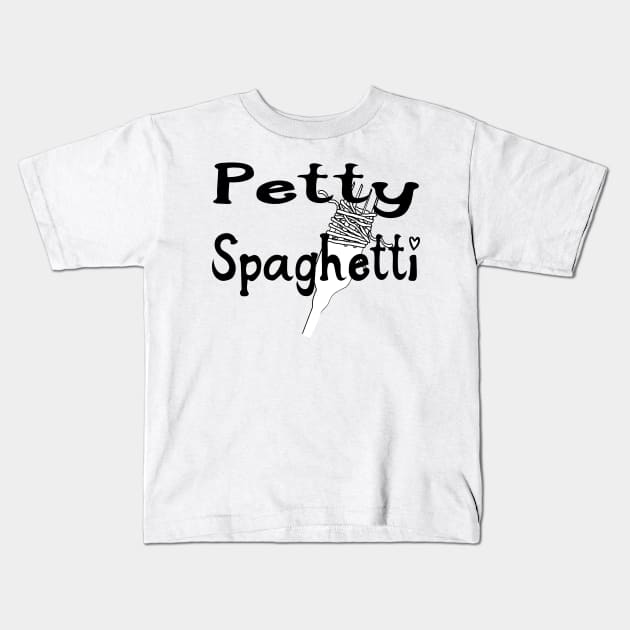Petty Spaghetti Funny Food Design Kids T-Shirt by Punderstandable